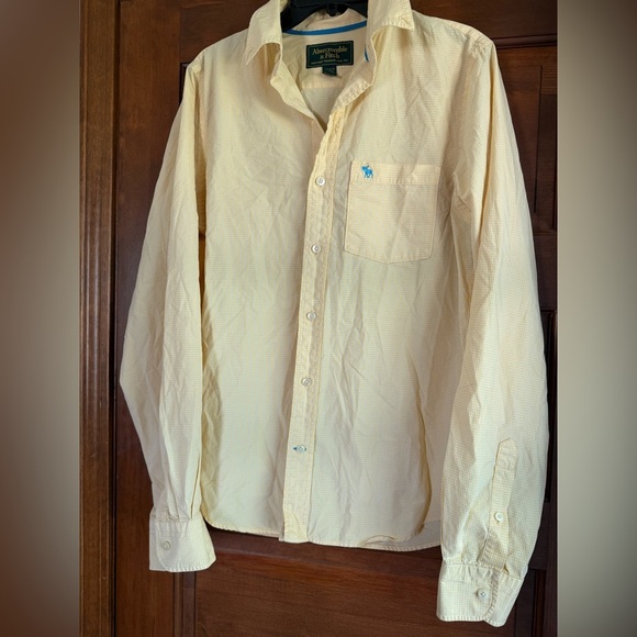 Y2K Abercrombie & Fitch Plaid Yellow Button Down Shirt - Picture 4 of 8